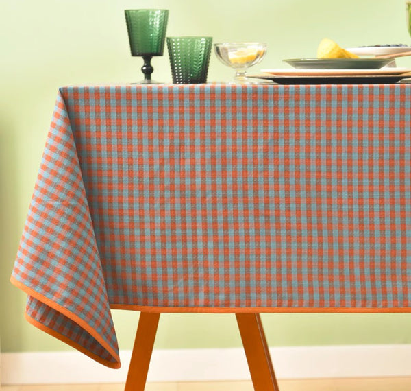 Cotton Chequer Rectangular Tablecloth for Kitchen, Rectangle Table Covers for Dining Room Table, Square Tablecloth for Coffee Table, Farmhouse Table Cloth-LargePaintingArt.com