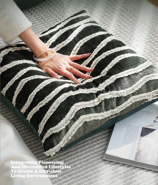 Large Simple Throw Pillow for Bedroom, Contemporary Pillows, Abstract Decorative Throw Pillows, Green Square Modern Throw Pillows for Couch-LargePaintingArt.com