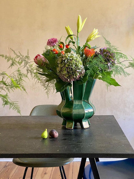 Centerpiece Ceramic Bouquet Vases, Contemporary Vases on Dining Table, Green Porcelain Vases for Modern Home Decor, Unique Handmade Modern Flower Vase-LargePaintingArt.com