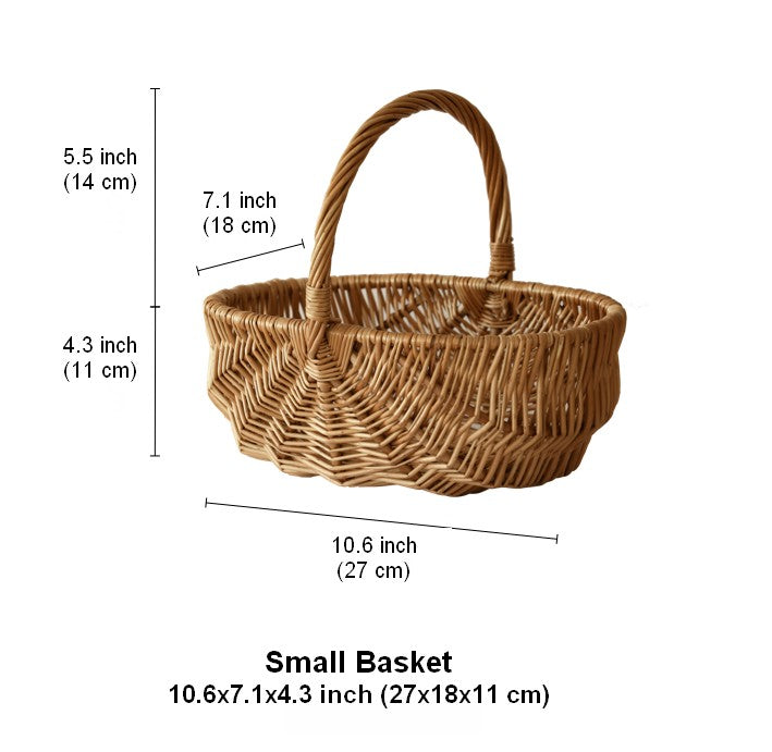 Natural Fruit Basket, Kitchen Storage Baskets, Natural Hand-woven Wicker Storage Basket, Large Picnic Food Basket with Handle, Lovely Willow Weaving Baskets for Vegetable-LargePaintingArt.com