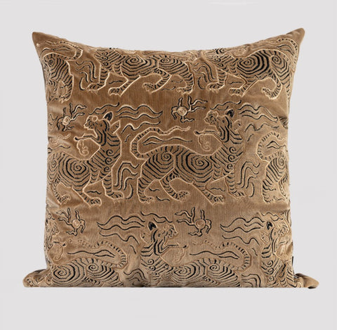 Contemporary Modern Sofa Pillows, Embroidery Tiger Pattern Pillows for Couch, Decorative Throw Pillows for Bedroom, Large Modern Sofa Pillow for Living Room-LargePaintingArt.com