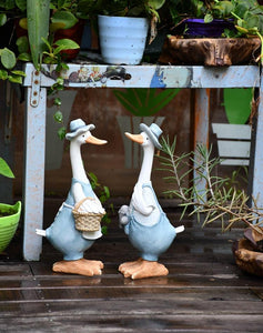 Duck Couple Statue for Garden, Animal Statue for Garden Courtyard Ornament, Villa Outdoor Decor Gardening Ideas-LargePaintingArt.com