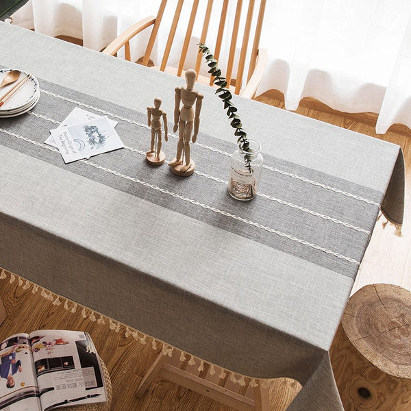 Large Rectangle Table Cover for Dining Room Table, Modern Rectangular Table Cloth for Oval Table, Cotton and Linen Tablecloth for Kitchen-LargePaintingArt.com