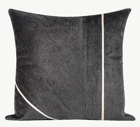 Contemporary Throw Pillow for Living Room, Modern Square Pillows, Abstract Black Throw Pillows for Couch, Simple Modern Sofa Throw Pillows-LargePaintingArt.com