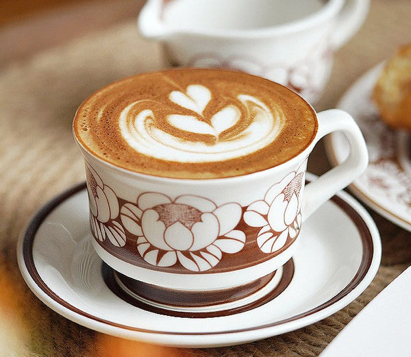 Elegant Ceramic Coffee Cups, Flower Bone China Porcelain Tea Cup Set, Beautiful British Tea Cups, Traditional English Tea Cups and Saucers-LargePaintingArt.com