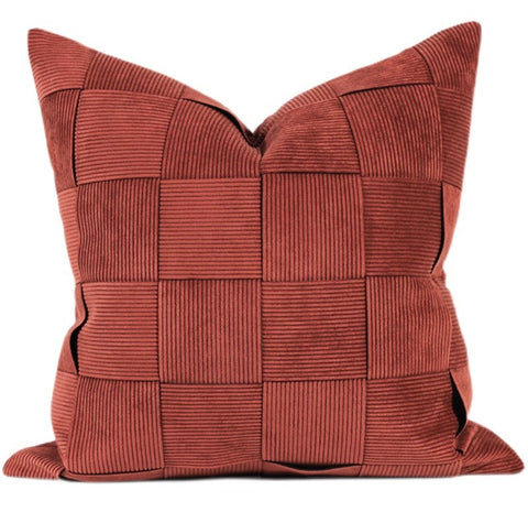 Modern Throw Pillows, Decorative Throw Pillow for Couch, Red Modern Sofa Pillows, Decorative Throw Pillows for Living Room Couch, Large Square Pillows-LargePaintingArt.com