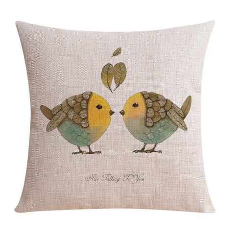 Decorative Sofa Pillows for Dining Room, Simple Decorative Pillow Covers, Love Birds Throw Pillows for Couch, Singing Birds Decorative Throw Pillows-LargePaintingArt.com