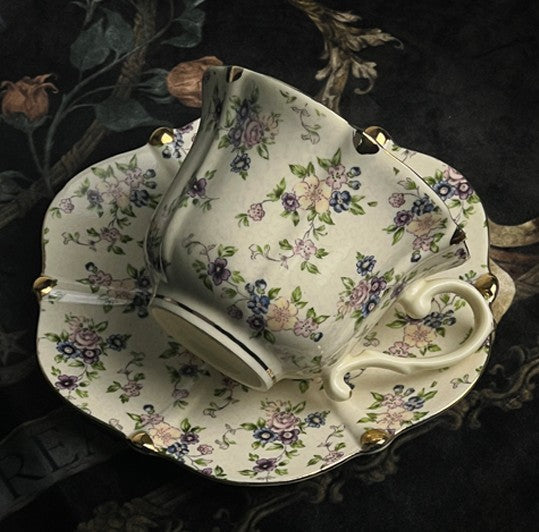 British Traditional Afternoon Tea Cup and Saucer in Gift Box, 7.8 oz Porcelain Tea Cup Saucer Set, Unique Tea Cup and Saucers, Royal Ceramic Cups, Elegant Vintage Ceramic Coffee Cups-LargePaintingArt.com