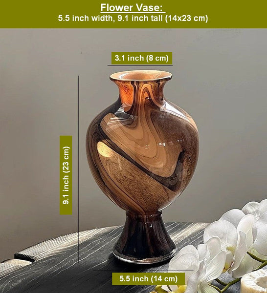Modern Vases for Flowers, Unique Handmade Glass Bud Vases, Vintage Glass Flower Vases, Flower Vases on Table-LargePaintingArt.com
