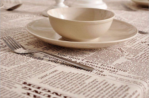 NEWS LETTER - Black White Tablecloth, Table Linen Wedding Home Decor Dining Kitchen-LargePaintingArt.com