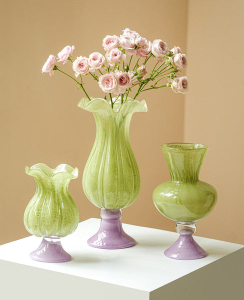 Centerpiece Contemporary Vases on Table, Modern Glass Vase for Flowers, Mid Century Glass Vases, Handmade Modern Vases for Living Room, Unique Decorative Glass Vase-LargePaintingArt.com