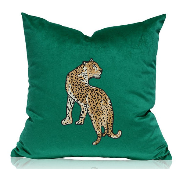 Modern Sofa Pillows, Green Decorative Pillows for Living Room, Contemporary Throw Pillows, Cheetah Decorative Cushion-LargePaintingArt.com