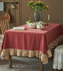 Square Tablecloth for Round Table, Red Modern Table Cloth, Ramie Tablecloth for Home Decoration, Extra Large Rectangle Tablecloth for Dining Room Table-LargePaintingArt.com