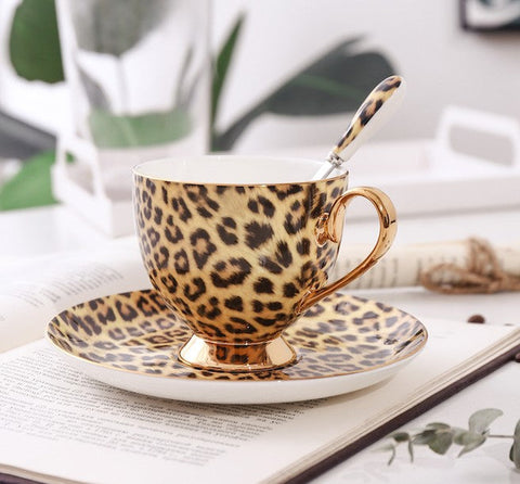 Unique Ceramic Coffee Cups and Saucers, Creative Ceramic Coffee Cups, Beautiful British Tea Cups, Creative Bone China Porcelain Tea Cup Set-LargePaintingArt.com