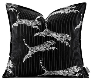 Large Modern Sofa Pillow Cases, Black Decorative Pillow Covers, Cheetah Modern Pillows for Couch, Abstract Decorative Throw Pillows for Living Room-LargePaintingArt.com