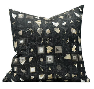 Abstract Black Decorative Throw Pillows, Geomeric Contemporary Square Modern Throw Pillows for Couch, Large Simple Throw Pillow for Interior Design-LargePaintingArt.com
