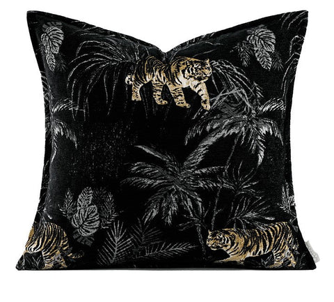 Forest Jungle Tiger Pattern Decorative Pillow Covers, Large Modern Sofa Pillow Cases, Modern Pillows for Couch, Abstract Decorative Throw Pillows for Living Room-LargePaintingArt.com