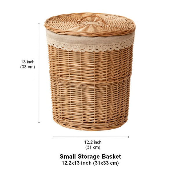 Hand-woven Wicker Storage Basket for Clothes, Large Round Storage Basket for Clothes, Willow Weaving Baskets for Clothes, Extra Large Kitchen Storage Baskets-LargePaintingArt.com