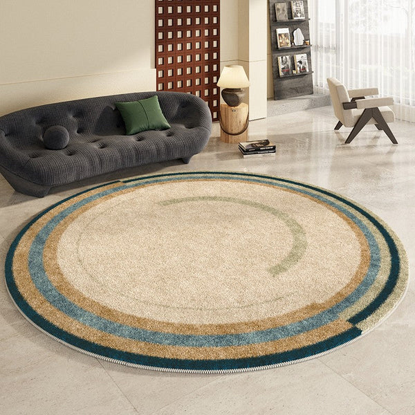 Modern Area Rugs under Coffee Table, Abstract Contemporary Round Rugs, Modern Rugs for Dining Room, Geometric Modern Rugs for Bedroom-LargePaintingArt.com