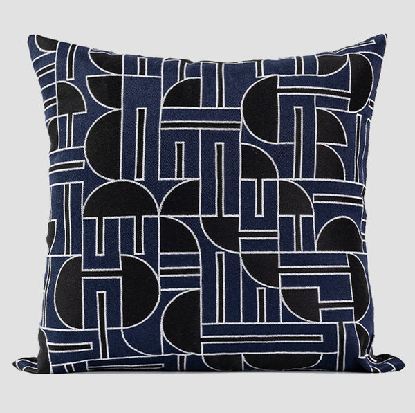 Abstract Decorative Throw Pillows, Geometric Contemporary Pillows, Blue Square Modern Throw Pillows for Couch, Large Simple Throw Pillow for Interior Design-LargePaintingArt.com