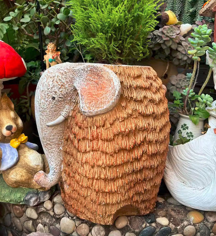 Large Elephant Flowerpot, Modern Animal Statue for Garden Ornaments, Animal Flower Pot, Resin Statue for Garden, Villa Outdoor Decor Gardening Ideas-LargePaintingArt.com