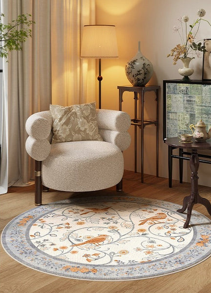 Dining Room Contemporary Round Rugs, Bedroom Modern Round Rugs, Modern Rug Ideas for Living Room, Circular Modern Rugs under Chairs-LargePaintingArt.com