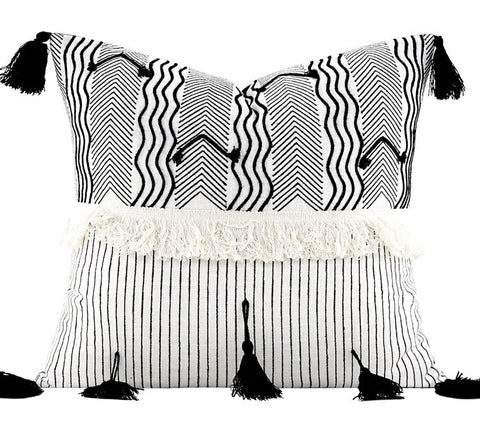 Decorative Throw Pillows for Bedroom, Large Throw Pillow for Interior Design, Ethnic Square Modern Throw Pillows for Couch, Contemporary Modern Sofa Pillows-LargePaintingArt.com