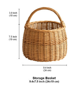 Storage Basket for Kitchen, Picnic Storage Basket with Handle, Hand-woven Wicker Storage Basket, Natural Fruit Basket, Willow Weaving Baskets for Vegetable-LargePaintingArt.com