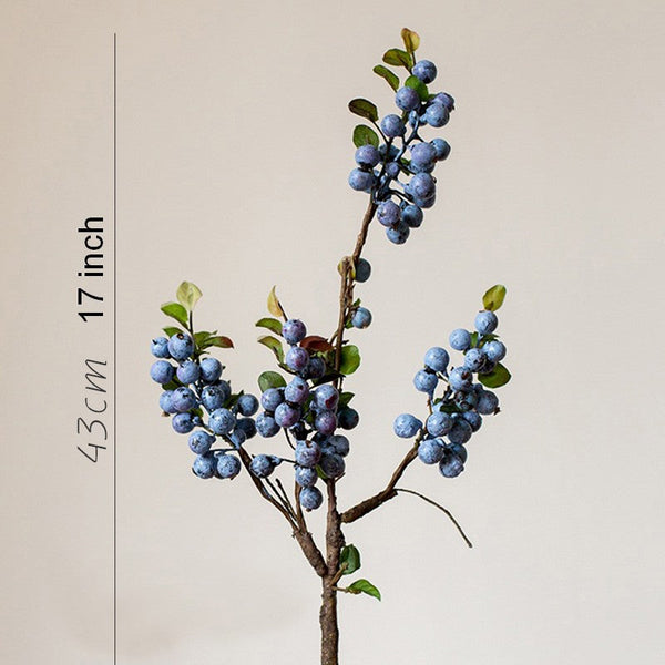 Simple Artificial Flowers for Home Decoration, Flower Arrangement Ideas for Living Room, Blue Cranberry Fruit Branch, Spring Artificial Floral for Bedroom-LargePaintingArt.com
