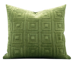 Large Square Modern Throw Pillows for Couch, Green Geometric Modern Sofa Pillows, Large Decorative Throw Pillows, Simple Throw Pillow for Interior Design-LargePaintingArt.com