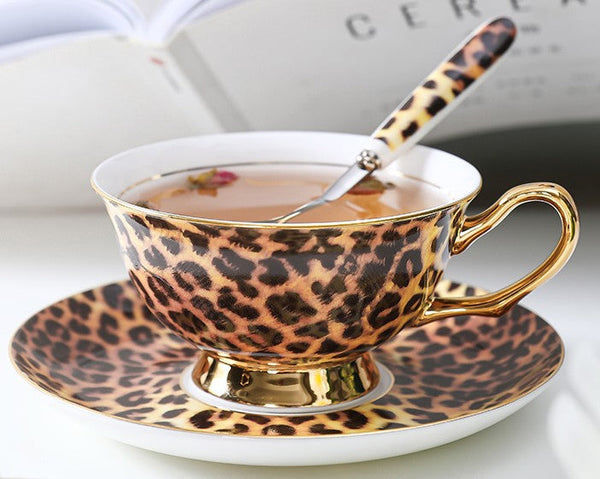 Creative Porcelain Tea Cup Saucer Set, Modern Ceramic Cups, 7.8 oz Ceramic Coffee Cups, Unique Tea Cup and Saucer in Gift Box-LargePaintingArt.com