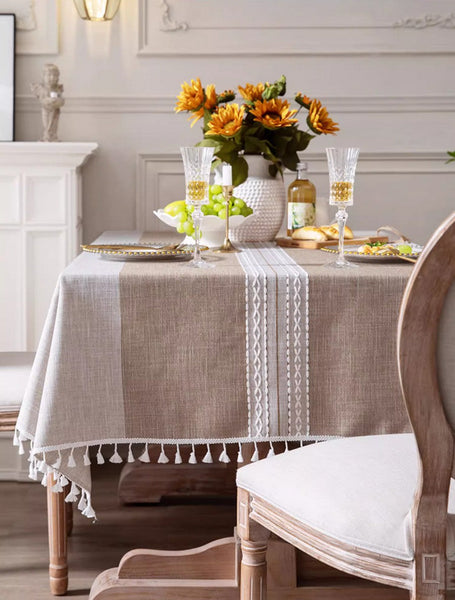 Cotton and Linen Rectangle Table Covers for Dining Room Table, Rectangular Tablecloths for Coffee Table, Modern Table Cloth for Kitchen-LargePaintingArt.com