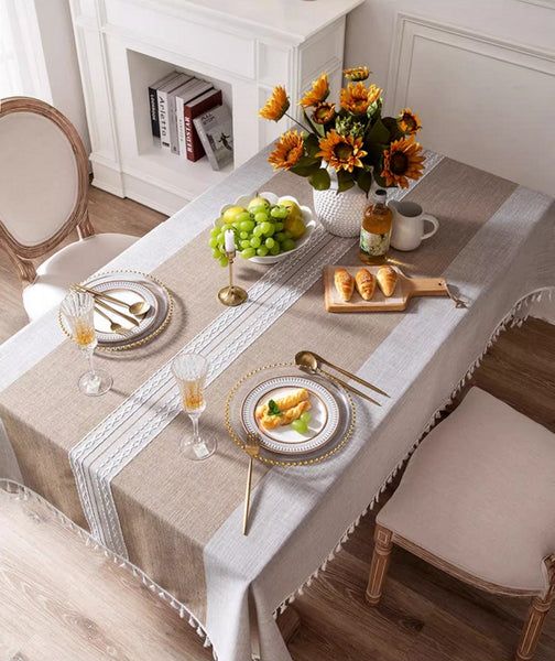 Large Cotton and Linen Rectangle Table Covers for Dining Room Table, Modern Table Cloth for Kitchen, Rectangular Tablecloths for Coffee Table-LargePaintingArt.com