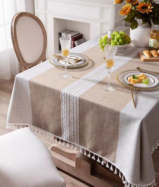 Cotton and Linen Rectangle Table Covers for Dining Room Table, Rectangular Tablecloths for Coffee Table, Modern Table Cloth for Kitchen-LargePaintingArt.com