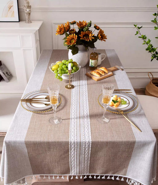 Cotton and Linen Rectangle Table Covers for Dining Room Table, Rectangular Tablecloths for Coffee Table, Modern Table Cloth for Kitchen-LargePaintingArt.com