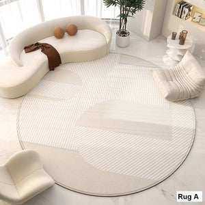 Abstract Modern Area Rugs for Bedroom, Circular Modern Rugs under Chairs, Geometric Round Rugs for Dining Room, Contemporary Modern Rug for Living Room-LargePaintingArt.com