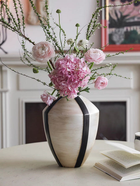 Centerpiece Ceramic Bouquet Vases, Porcelain Vases for Modern Home Decor, Large Contemporary Vases on Dining Table, Handmade Modern Flower Vase-LargePaintingArt.com