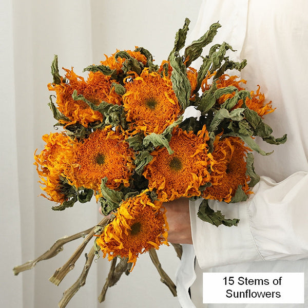 Natural Decorations, A Bunch of Sunflowers, Flower Arrangement, Handmade Artificial Flowers for Home Decor, Natural Dried Sunflower Stems-LargePaintingArt.com