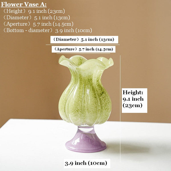 Centerpiece Contemporary Vases on Table, Modern Glass Vase for Flowers, Mid Century Glass Vases, Handmade Modern Vases for Living Room, Unique Decorative Glass Vase-LargePaintingArt.com