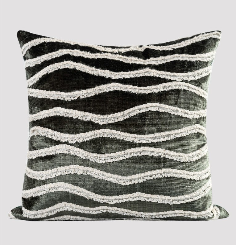 Large Simple Throw Pillow for Bedroom, Contemporary Pillows, Abstract Decorative Throw Pillows, Green Square Modern Throw Pillows for Couch-LargePaintingArt.com