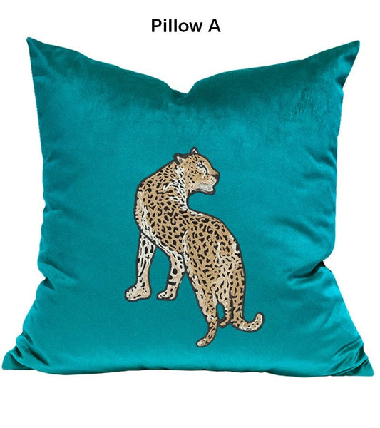 Decorative Pillows for Living Room, Modern Sofa Pillows, Cheetah Decorative Throw Pillows, Contemporary Throw Pillows-LargePaintingArt.com