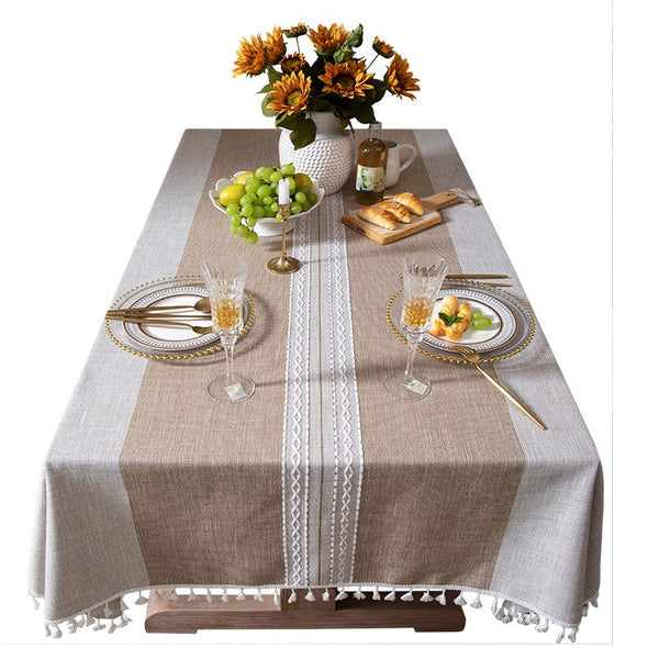 Cotton and Linen Rectangle Table Covers for Dining Room Table, Rectangular Tablecloths for Coffee Table, Modern Table Cloth for Kitchen-LargePaintingArt.com