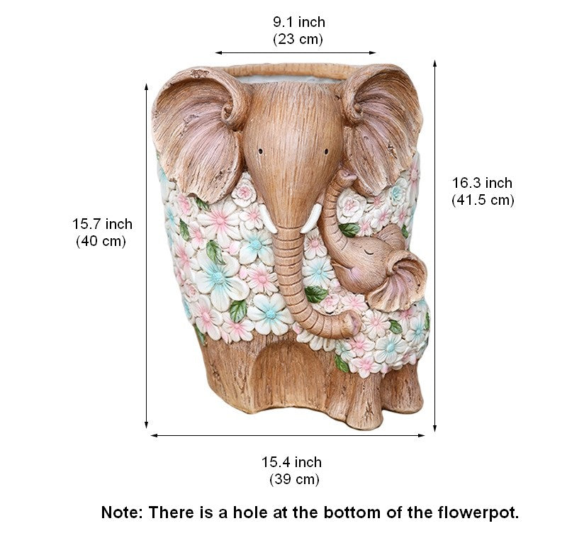 Beautiful Elephant Flowerpot, Modern Garden Flower Pot, Unique Animal Statue for Garden Ornaments, Resin Statue for Garden, Villa Outdoor Decor Gardening Ideas-LargePaintingArt.com
