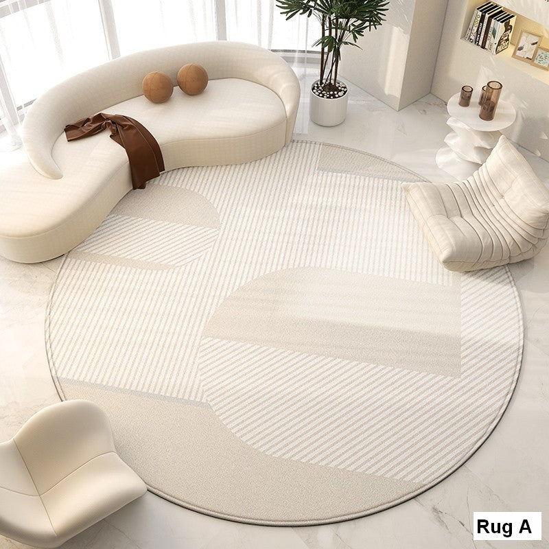 Contemporary Modern Rug for Living Room, Geometric Round Rugs for Dining Room, Modern Area Rugs for Bedroom, Circular Modern Rugs under Chairs-LargePaintingArt.com
