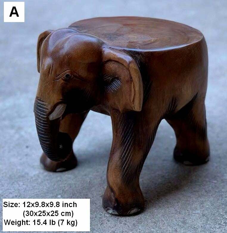 Elephant Wooden Stool, Elephant Sofa Stool, Dining Table Stool, Handmade Solid Wood low Stool, Creative Shoe-changing Stool-LargePaintingArt.com
