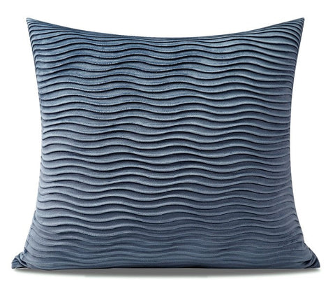 Abstract Blue Decorative Throw Pillows, Large Simple Throw Pillow for Interior Design, Geomeric Contemporary Square Modern Throw Pillows for Couch-LargePaintingArt.com