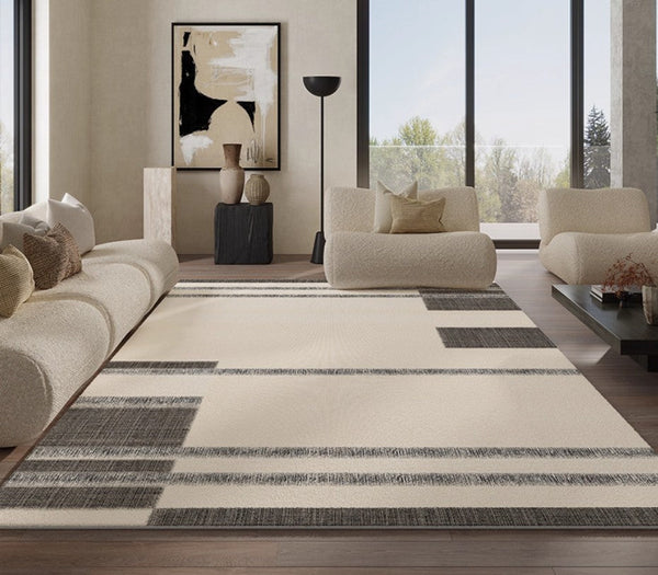 Abstract Area Rugs for Living Room, Geometric Contemporary Modern Rugs Next to Bed, Modern Carpets for Office, Modern Soft Rugs under Dining Room Table-LargePaintingArt.com