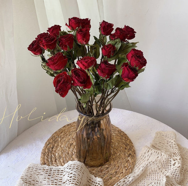 Dried Rose Floral Bouquet, Dried Rose Flowers, Natural Dried Rose Flower Bunches, A Bunch Dried Rose Flowers, Red Yellow Purple Dried Rose Flowers-LargePaintingArt.com