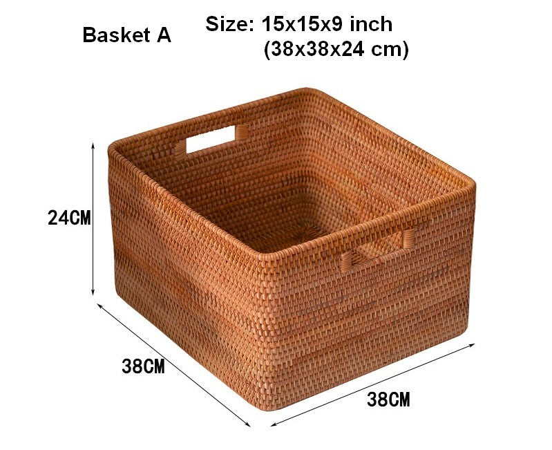 Oversized Rattan Storage Basket, Extra Large Rectangular Storage Basket for Clothes, Storage Baskets for Bathroom, Bedroom Storage Baskets-LargePaintingArt.com