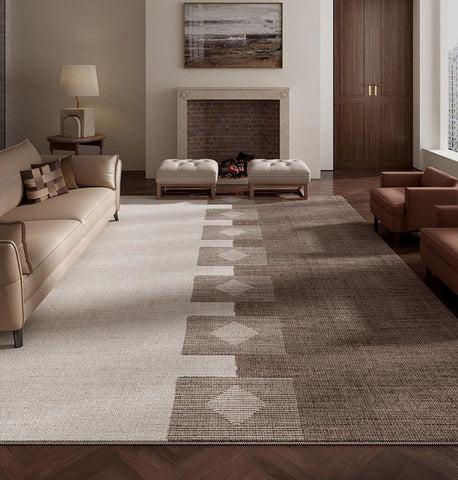 Modern Rugs under Dining Room Table, Mid Century Geometric Carpets, Abstract Modern Rugs for Living Room, Contemporary Modern Rugs Next to Bed-LargePaintingArt.com